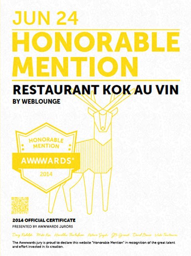 Honorable mention Awwwards